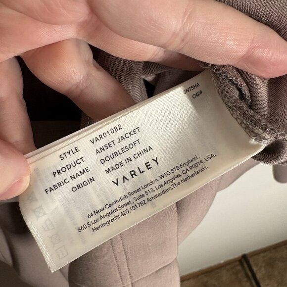 Varley Women M Taupe Snap Front Longline Tie Waist DoubleSoft Anset Jacket - Picture 11 of 14